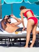 Sara Corrales Booty in Red Bikini on the Beach in Miami