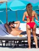 Sara Corrales Booty in Red Bikini on the Beach in Miami