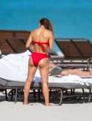Sara Corrales Booty in Red Bikini on the Beach in Miami
