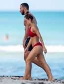 Sara Corrales Booty in Red Bikini on the Beach in Miami