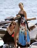 Shanina Shaik Booty in Black Swimsuit in Mykonos
