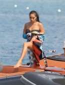 Shanina Shaik Booty in Black Swimsuit in Mykonos