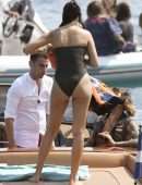 Shanina Shaik Booty in Black Swimsuit in Mykonos