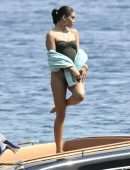 Shanina Shaik Booty in Black Swimsuit in Mykonos