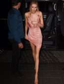 Stella Maxwell Braless at Versace Fashion Show After Party in Milan