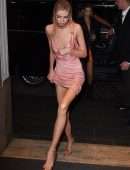 Stella Maxwell Braless at Versace Fashion Show After Party in Milan