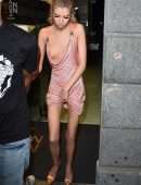 Stella Maxwell Braless at Versace Fashion Show After Party in Milan