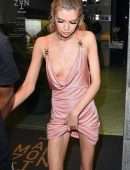 Stella Maxwell Braless at Versace Fashion Show After Party in Milan