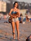 Alessandra Ambrosio Playing Volleyball in Santa Monica