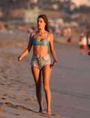 Alessandra Ambrosio Playing Volleyball in Santa Monica