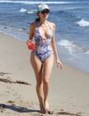 Blanca Blanco Areola Slip in Swimsuit on the Beach in Malibu