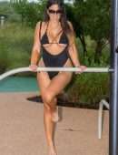 Claudia Romani Booty in Black String Bikini Photoshoot by Poolside in Miami