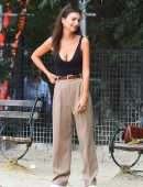 Emily Ratajkowski Playing Fetch with Dog in New York