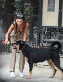 Emily Ratajkowski Playing Fetch with Dog in New York