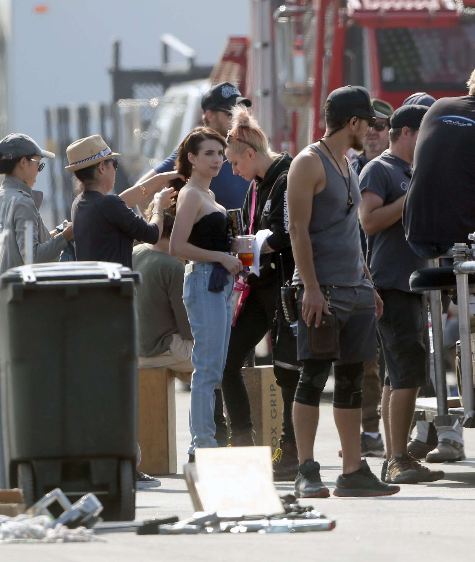 Emma Roberts Filming on the Set of American Horror Story 1984 in LA