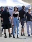 Emma Roberts Filming on the Set of American Horror Story 1984 in LA