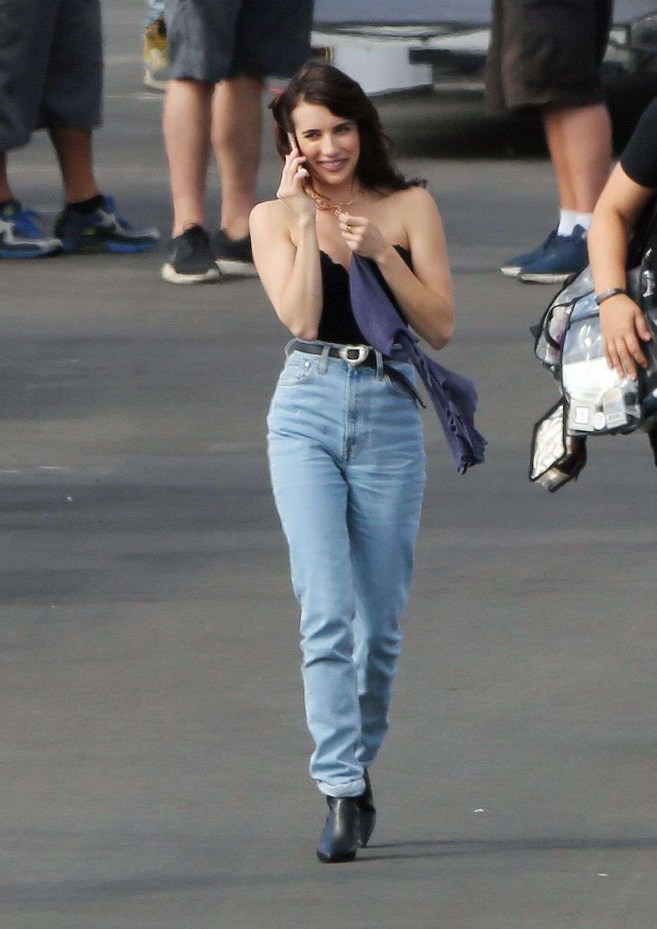 Emma Roberts Filming on the Set of American Horror Story 1984 in LA