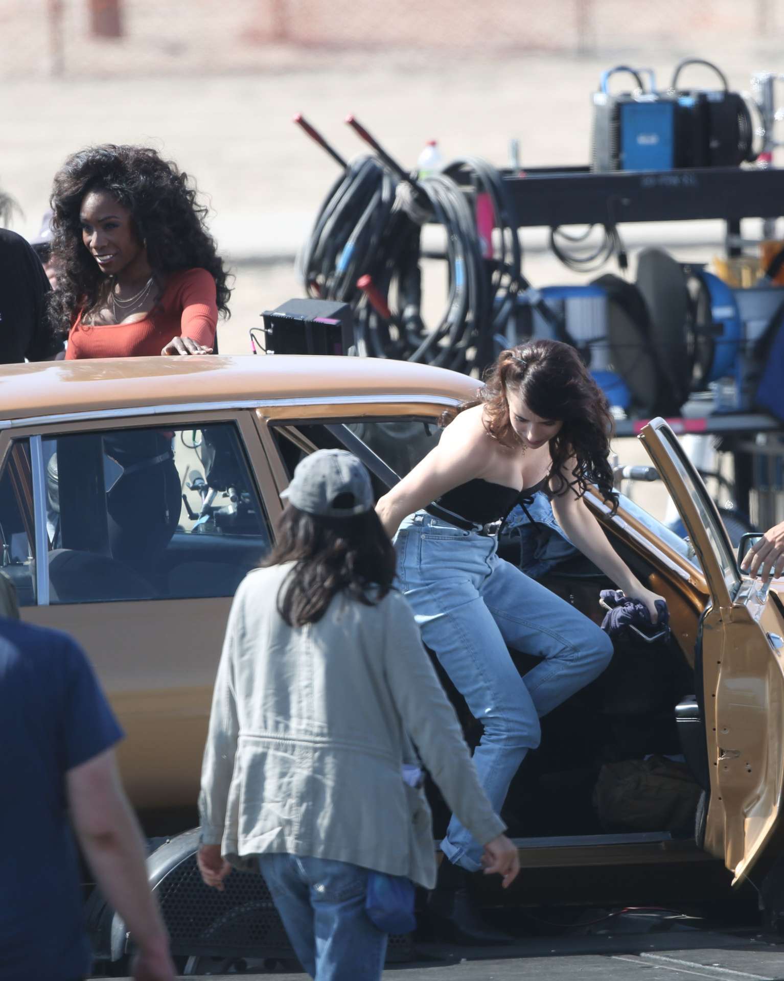 Emma Roberts Filming on the Set of American Horror Story 1984 in LA