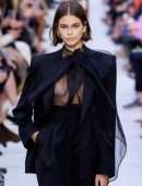 Kaia Gerber Braless Pokies at the Valentino Womenswear Spring-Summer 2020 Fashion Show