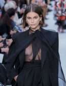 Kaia Gerber Braless Pokies at the Valentino Womenswear Spring-Summer 2020 Fashion Show