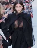 Kaia Gerber Braless Pokies at the Valentino Womenswear Spring-Summer 2020 Fashion Show