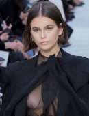 Kaia Gerber Braless Pokies at the Valentino Womenswear Spring-Summer 2020 Fashion Show