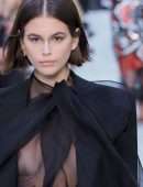 Kaia Gerber Braless Pokies at the Valentino Womenswear Spring-Summer 2020 Fashion Show