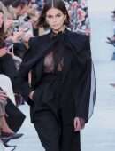 Kaia Gerber Braless Pokies at the Valentino Womenswear Spring-Summer 2020 Fashion Show