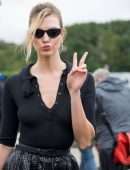 Karlie Kloss Braless at Christian Dior Fashion Show in Paris