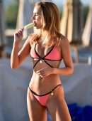 Kimberley Garner Booty, Licking Ice-Cream in Bikini On the Beach in Miami
