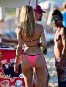 Kimberley Garner Booty, Licking Ice-Cream in Bikini On the Beach in Miami