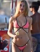 Kimberley Garner Booty, Licking Ice-Cream in Bikini On the Beach in Miami