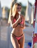 Kimberley Garner Booty, Licking Ice-Cream in Bikini On the Beach in Miami