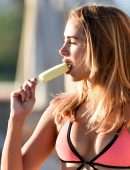 Kimberley Garner Booty, Licking Ice-Cream in Bikini On the Beach in Miami