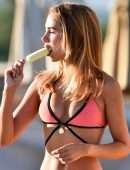 Kimberley Garner Booty, Licking Ice-Cream in Bikini On the Beach in Miami