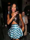 Laura Harrier Leggy at Louis Vuitton Fashion Show in Paris