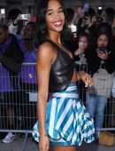Laura Harrier Leggy at Louis Vuitton Fashion Show in Paris