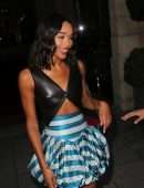 Laura Harrier Leggy at Louis Vuitton Fashion Show in Paris