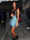 Laura Harrier Leggy at Louis Vuitton Fashion Show in Paris