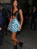 Laura Harrier Leggy at Louis Vuitton Fashion Show in Paris