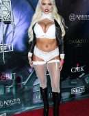 Lindsey Pelas Cleavage and Booty at a Halloween Party in Woodland Hills