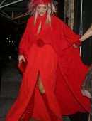 Rita Ora Leggy in Red at The Chiltern Firehouse in London
