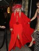 Rita Ora Leggy in Red at The Chiltern Firehouse in London