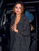 Selena Gomez Braless Cleavage at La Esquina in New York