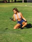 Ana Braga in Shorts showing Boobs at the Park in Los Angeles