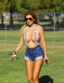 Ana Braga in Shorts showing Boobs at the Park in Los Angeles