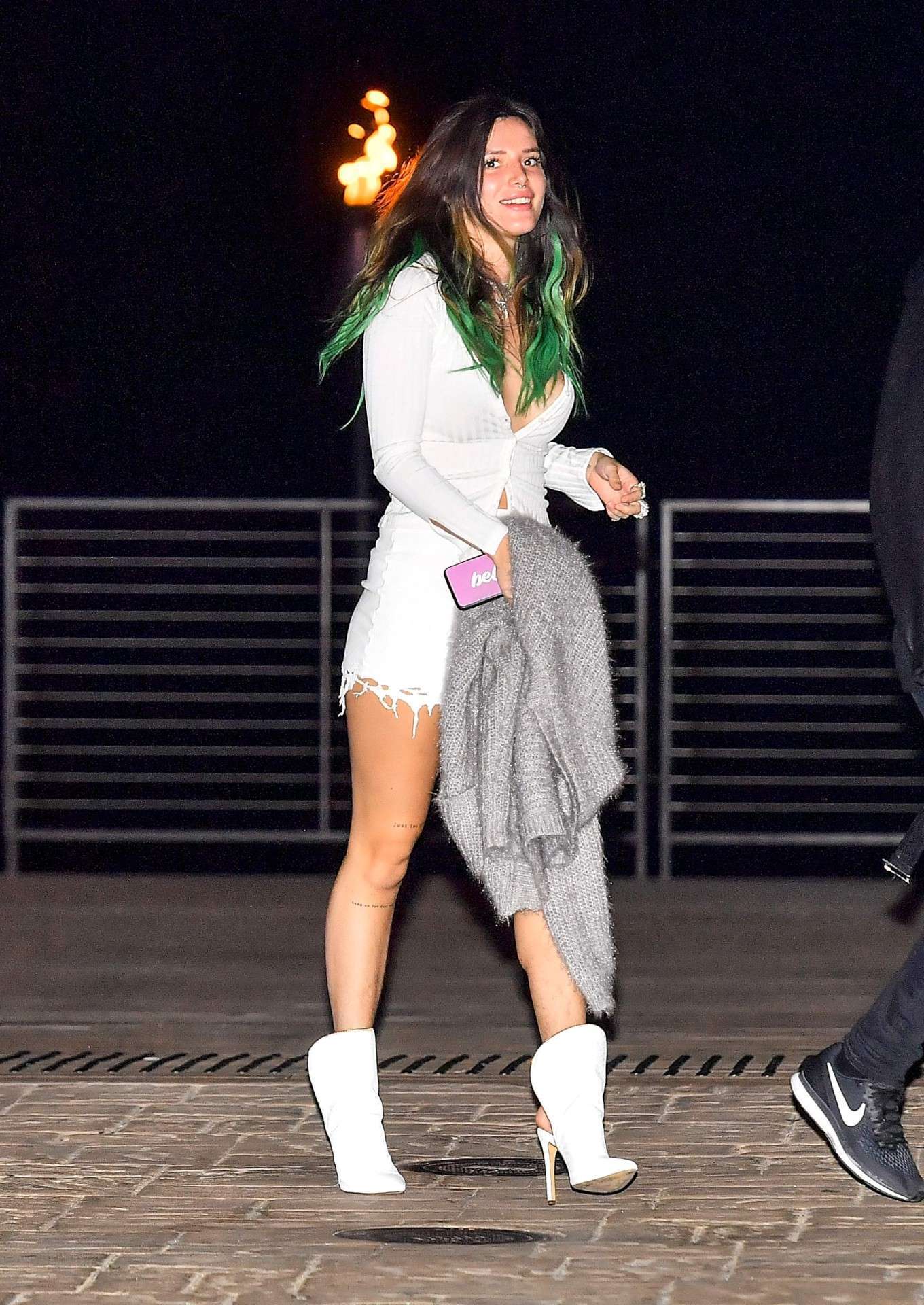 Bella Thorne Leggy in White Shorts at Nobu in Malibu