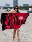 Claudia Romani Booty in Black Thong Bikini in South Beach