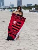 Claudia Romani Booty in Black Thong Bikini in South Beach