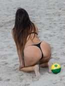 Claudia Romani Booty in Black Thong Bikini in South Beach